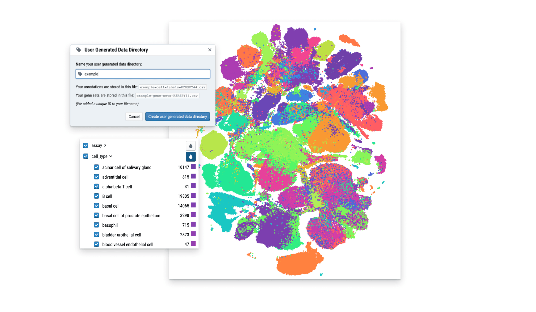 pop-up modal for user to create a data directory for storing gene sets and annotations